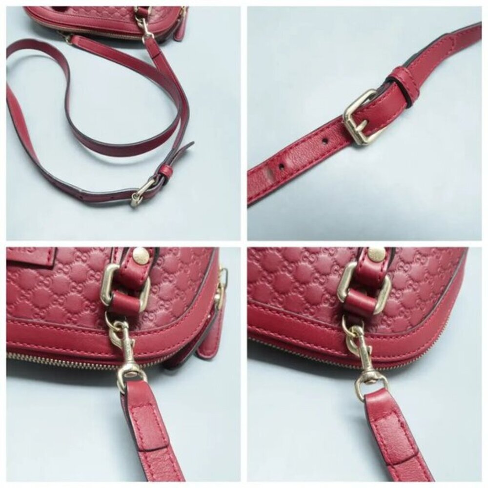 Authentic Gucci Guccissima Dome Bag Red Leather Crossbody Luxury Handbag - Picture 9 of 12